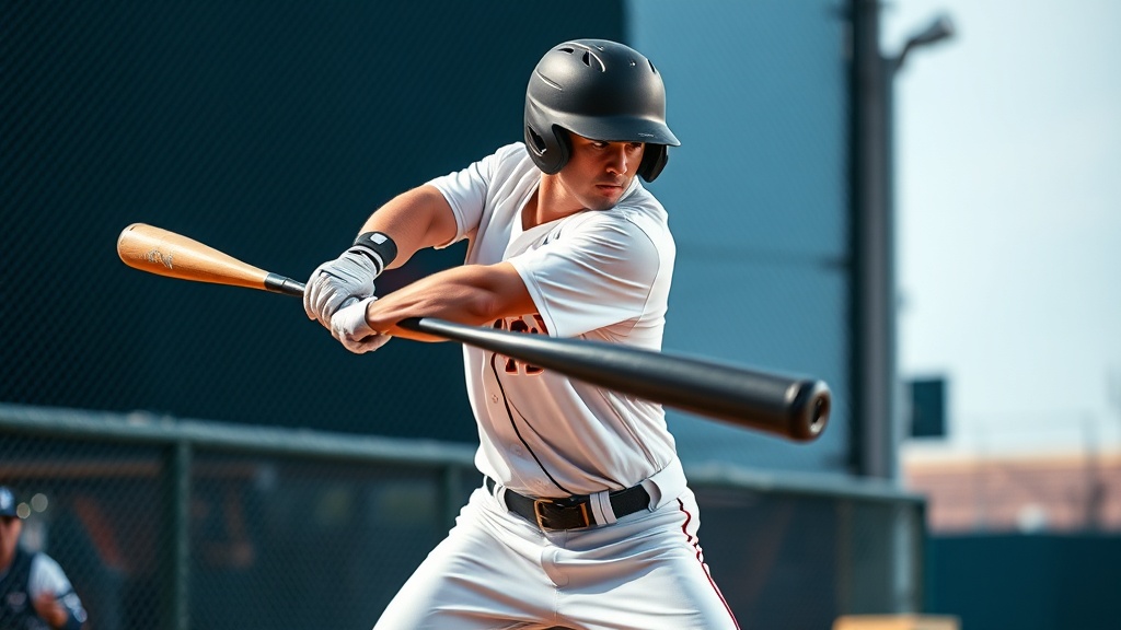 타격 후 팔로스루 동작을 취하며 안정적인 스윙 궤적을 보여주는 타자의 모습