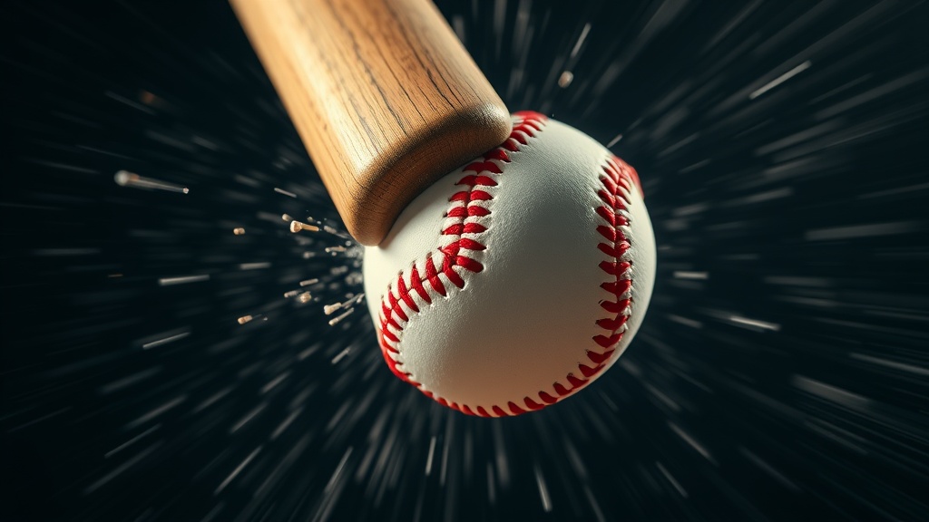 배트와 공이 충돌하는 순간의 에너지 전달 과정을 보여주는 고속 촬영 분석 이미지